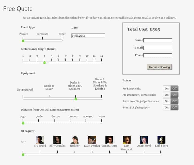 Storm DJs Cost Calculator